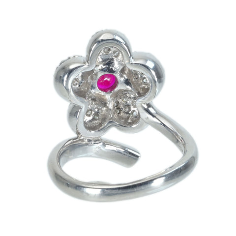 【中古】PT900 RUBYルビーリング R0.600ct D0.46ct 11.9g #11