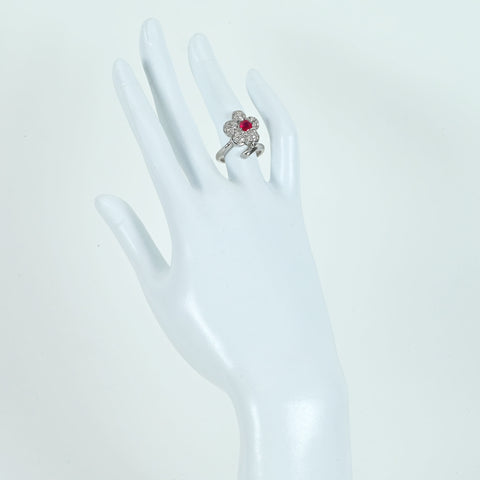 【中古】PT900 RUBYルビーリング R0.600ct D0.46ct 11.9g #11