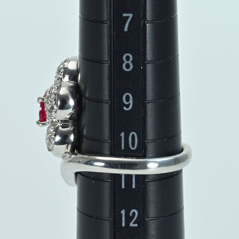 【中古】PT900 RUBYルビーリング R0.600ct D0.46ct 11.9g #11