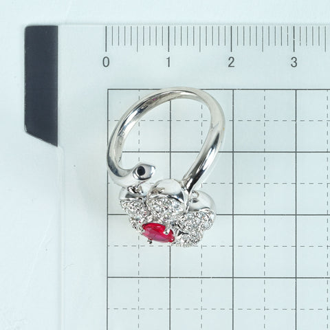 【中古】PT900 RUBYルビーリング R0.600ct D0.46ct 11.9g #11