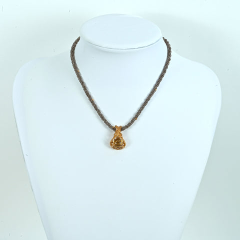 【中古】K18YG RUTILE QUARTZ CATS EYE Necklace ルチルクオーツキャッツアイネックレス QZ6.02ct D0.02ct 13.2g