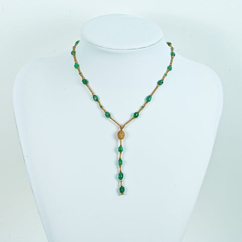 [Used] K18YG EMERALD Necklace with sorting, 8.5g 