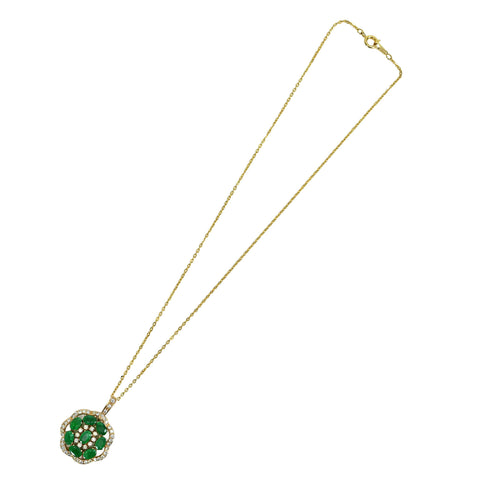 【中古】 K18YG EMERALD DIAMOND Pendant Necklace エメラルド＆ダイヤモンドペンダントネックレス 7.9g