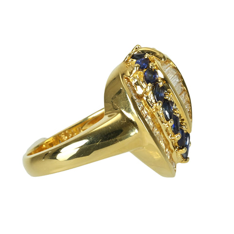 【中古】K18YG DIAMOND ダイヤモンド・サファイアリング  D1.13ct S1.09ct 11.5g #12.5