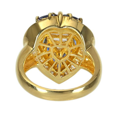 【中古】K18YG DIAMOND ダイヤモンド・サファイアリング  D1.13ct S1.09ct 11.5g #12.5