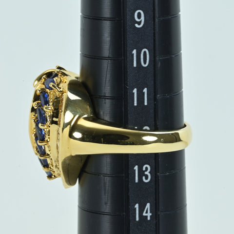 【中古】K18YG DIAMOND ダイヤモンド・サファイアリング  D1.13ct S1.09ct 11.5g #12.5