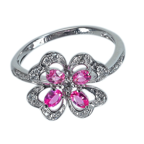 【中古】K18WG SPINELピンクスピネルリング SP0.50ct D0.17ct 2.8g #13