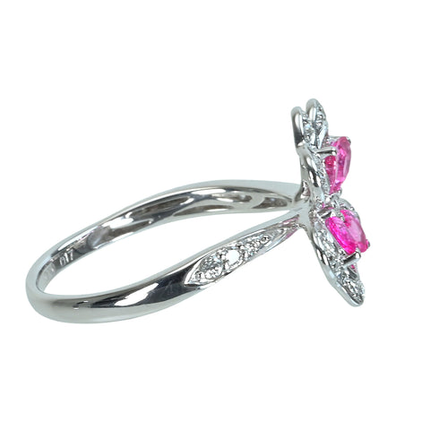 【中古】K18WG SPINELピンクスピネルリング SP0.50ct D0.17ct 2.8g #13