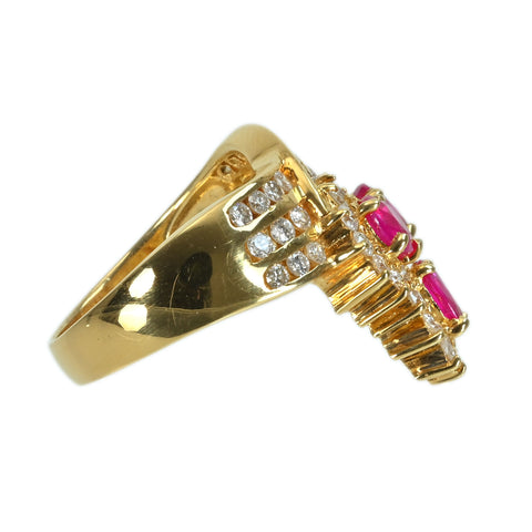 【中古】K18YG RUBYルビーリング R1.48ct D1.18ct 8.5g #11.5
