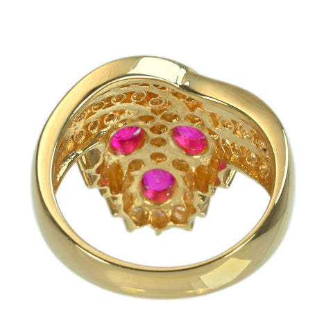 【中古】K18YG RUBYルビーリング R1.48ct D1.18ct 8.5g #11.5