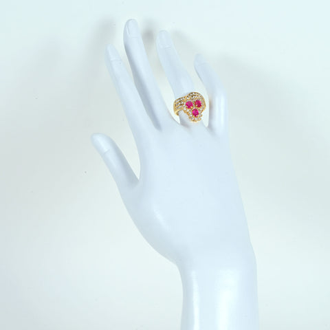 【中古】K18YG RUBYルビーリング R1.48ct D1.18ct 8.5g #11.5