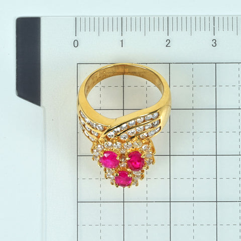 【中古】K18YG RUBYルビーリング R1.48ct D1.18ct 8.5g #11.5