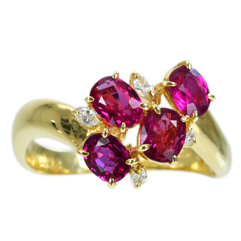 [Pre-owned] K18YG RUBYRING Ruby Ring R1.42ct D0.08ct 3.7g #11 