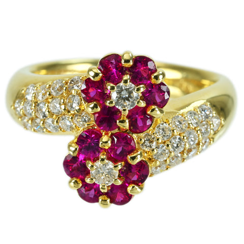【中古】K18YG RUBY RING ルビーリング R0.84ct D0.60ct 鑑別書 7.5g #12.5
