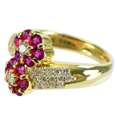 【中古】K18YG RUBY RING ルビーリング R0.84ct D0.60ct 鑑別書 7.5g #12.5