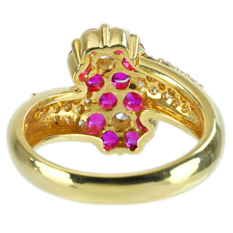 【中古】K18YG RUBY RING ルビーリング R0.84ct D0.60ct 鑑別書 7.5g #12.5