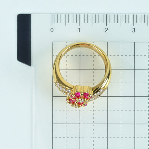 【中古】K18YG RUBY RING ルビーリング R0.84ct D0.60ct 鑑別書 7.5g #12.5