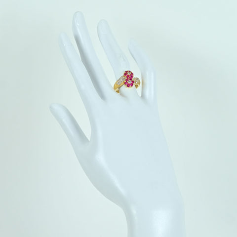 【中古】K18YG RUBY RING ルビーリング R0.84ct D0.60ct 鑑別書 7.5g #12.5