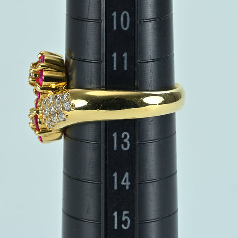 【中古】K18YG RUBY RING ルビーリング R0.84ct D0.60ct 鑑別書 7.5g #12.5