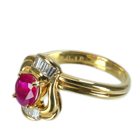 【中古】K18YG RUBY RING ルビーリング R0.80ct D0.18ct 4.1g