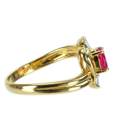 【中古】K18YG RUBY RING ルビーリング R0.80ct D0.18ct 4.1g