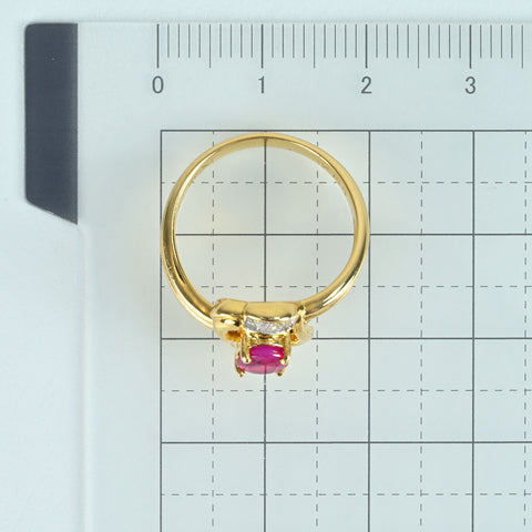 【中古】K18YG RUBY RING ルビーリング R0.80ct D0.18ct 4.1g