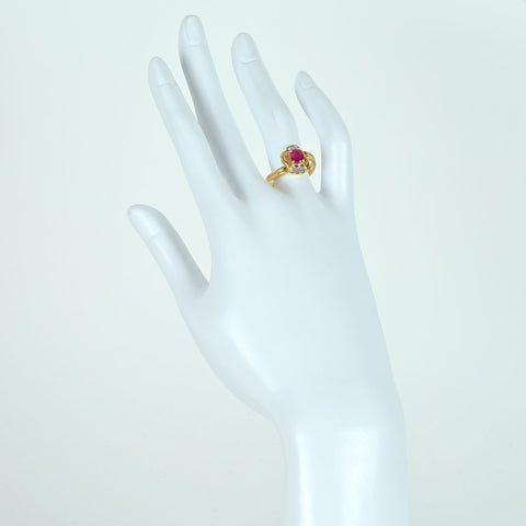 【中古】K18YG RUBY RING ルビーリング R0.80ct D0.18ct 4.1g