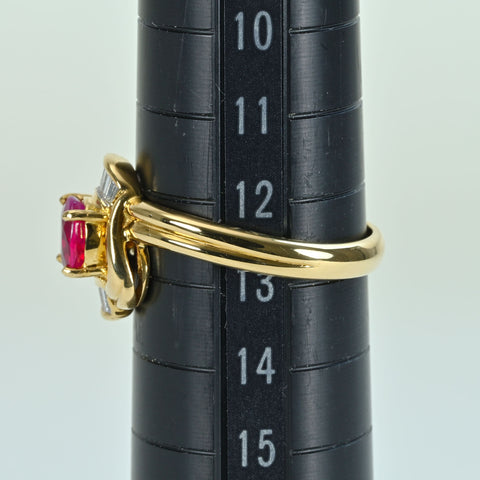 【中古】K18YG RUBY RING ルビーリング R0.80ct D0.18ct 4.1g