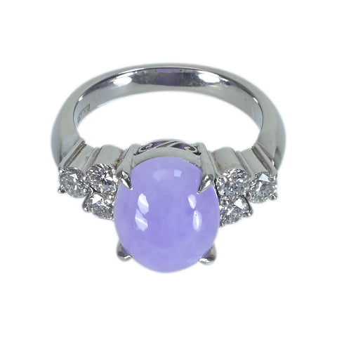 【中古】PT900 LAVENDER JADEITEラベンダーヒスイリング D0.60ct 8.3g #10.5