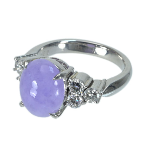 【中古】PT900 LAVENDER JADEITEラベンダーヒスイリング D0.60ct 8.3g #10.5