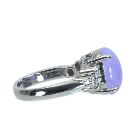 【中古】PT900 LAVENDER JADEITEラベンダーヒスイリング D0.60ct 8.3g #10.5