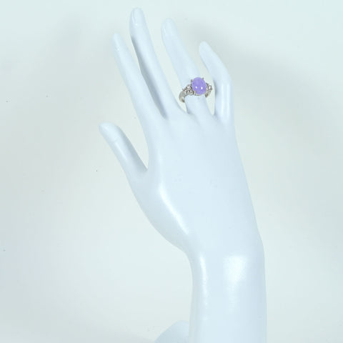 【中古】PT900 LAVENDER JADEITEラベンダーヒスイリング D0.60ct 8.3g #10.5