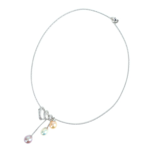 【中古】K18YG PEARL NECKLACE パールネックレス D0.34ct 14.5g
