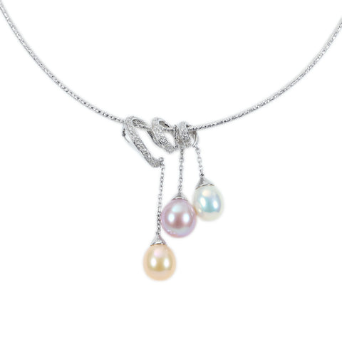 【中古】K18YG PEARL NECKLACE パールネックレス D0.34ct 14.5g