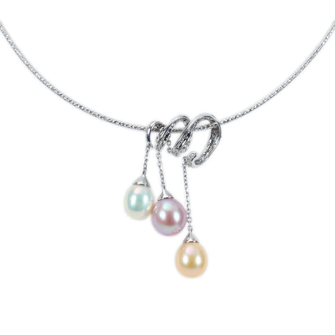 【中古】K18YG PEARL NECKLACE パールネックレス D0.34ct 14.5g