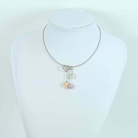 【中古】K18YG PEARL NECKLACE パールネックレス D0.34ct 14.5g