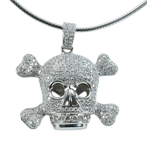 【中古】K18WG DIAMOND PENDANT NECKLACE ダイヤモンドスカルペンダントネックレス D3.18ct 20.2g