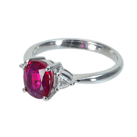 【中古】PT900 RUBYモザンビーク産非加熱ルビーリング 2.00ct GRS鑑別書 4.9g #11.5