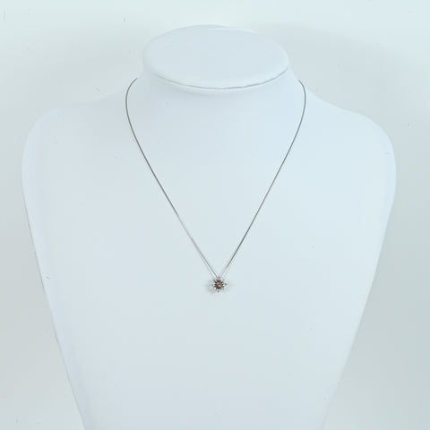 【中古】PT850/K18/PT900 PINK DIAMOND  Necklace ピンクダイヤモンドペンダントネックレス PD0.093ct SI2 D0.13ct AGTソーティング 2.9g