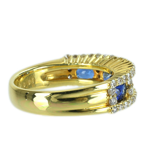 【中古】 K18YG SAPPHIREサファイアリング  RING S1.15ct D0.60ct 6.5g #11.5