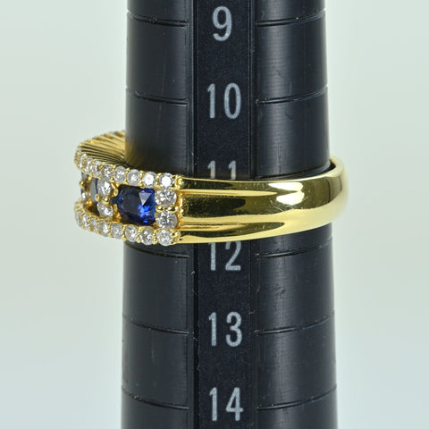 【中古】 K18YG SAPPHIREサファイアリング  RING S1.15ct D0.60ct 6.5g #11.5