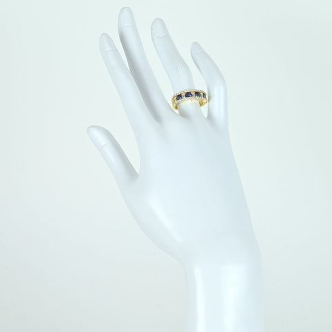 【中古】 K18YG SAPPHIREサファイアリング  RING S1.15ct D0.60ct 6.5g #11.5