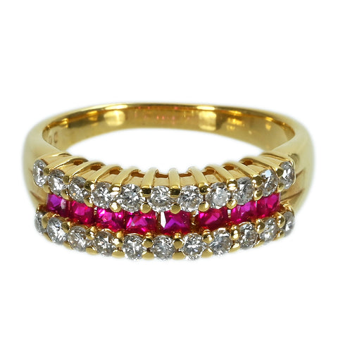 【中古】K18YG RUBY RING ルビーリング R0.45ct D0.60ct 5.2g #12