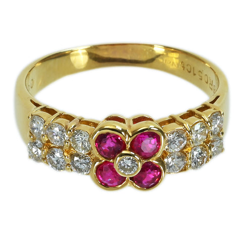 【中古】K18YG RUBY RINGルビーリング R0.51ct D0.64ct 4.2g #16