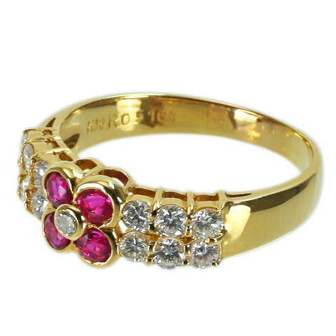 【中古】K18YG RUBY RINGルビーリング R0.51ct D0.64ct 4.2g #16
