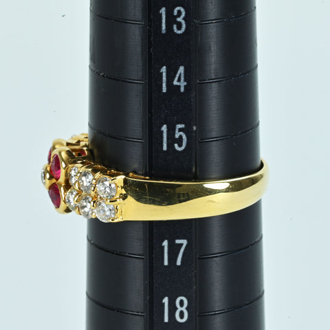 【中古】K18YG RUBY RINGルビーリング R0.51ct D0.64ct 4.2g #16