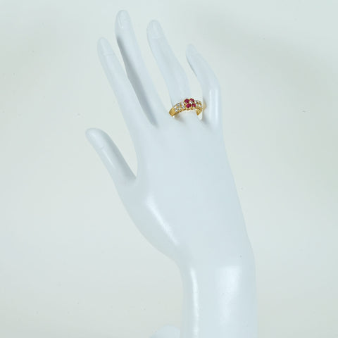 【中古】K18YG RUBY RINGルビーリング R0.51ct D0.64ct 4.2g #16