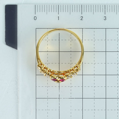 【中古】K18YG RUBY RINGルビーリング R0.51ct D0.64ct 4.2g #16