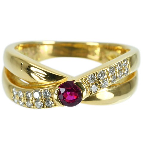 [Pre-owned] K18YG RUBY RING Ruby Ring R0.31ct D0.13ct 5.1g #11 