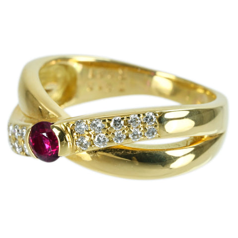 [Pre-owned] K18YG RUBY RING Ruby Ring R0.31ct D0.13ct 5.1g #11 